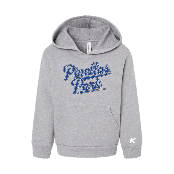 Baseball Coach Pitch–Kampbell Toddler Sponge Fleece Pullover Hoodie – Athletic Heather – front mockup