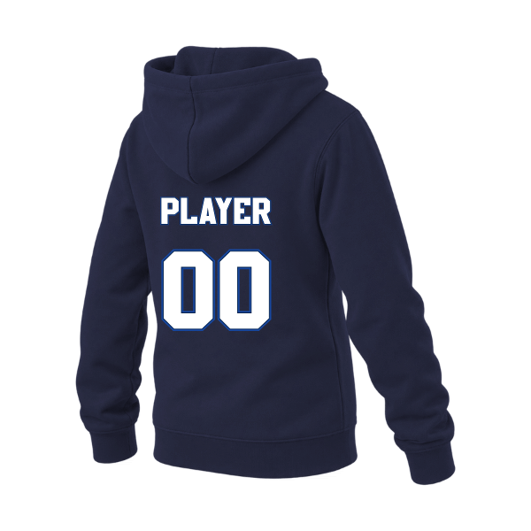 Baseball Coach Pitch–Kampbell Youth Sponge Fleece Pullover Hoodie – Navy – back mockup