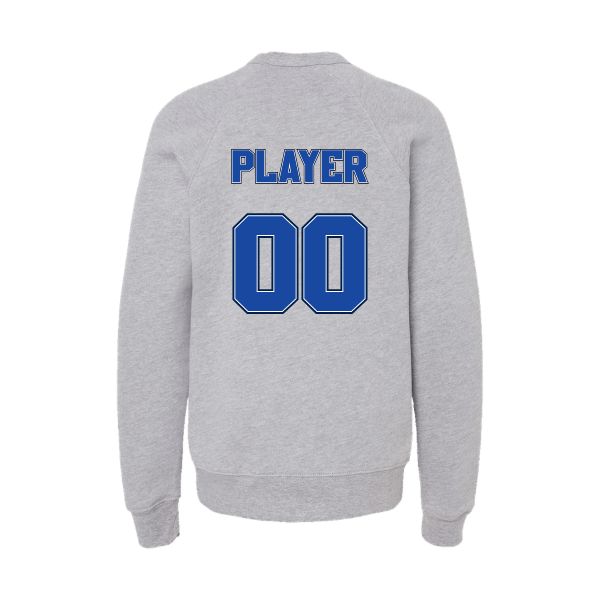 Baseball Coach Pitch–Kampbell Youth Sponge Fleece Crewneck Sweatshirt – Athletic Heather – back mockup