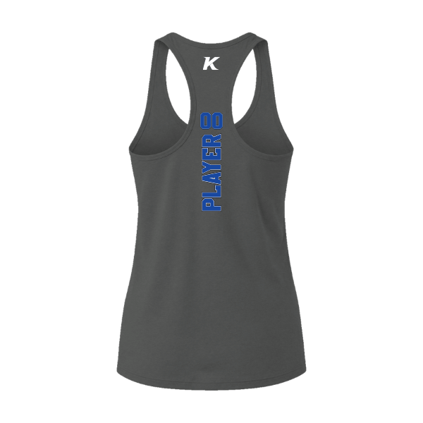 Baseball Coach Pitch–Kampbell Women's Jersey Racerback Tank – Dark Gray Heather – back mockup