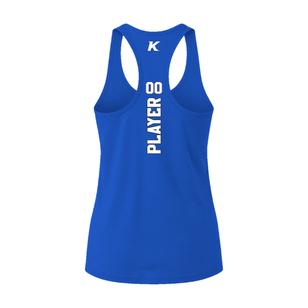 Baseball Coach Pitch–Kampbell Women's Jersey Racerback Tank – True Royal – back mockup