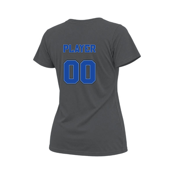 Baseball Coach Pitch–Kampbell Women's Relaxed Jersey Tee – Asphalt – back mockup