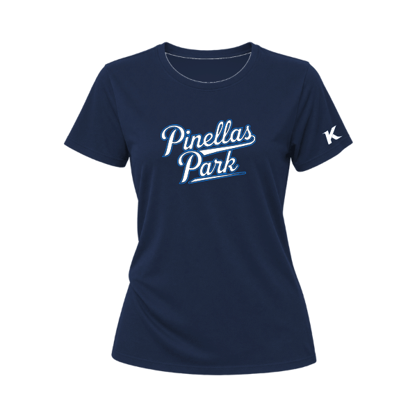 Baseball Coach Pitch–Kampbell Women's Relaxed Jersey Tee – Navy – front mockup