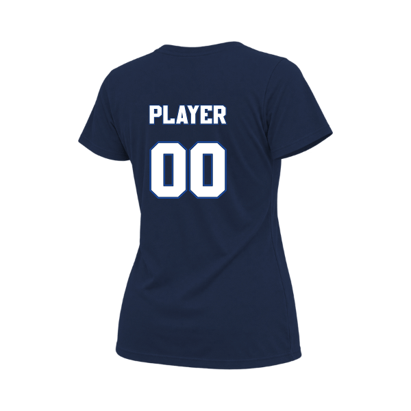 Baseball Coach Pitch–Kampbell Women's Relaxed Jersey Tee – Navy – back mockup