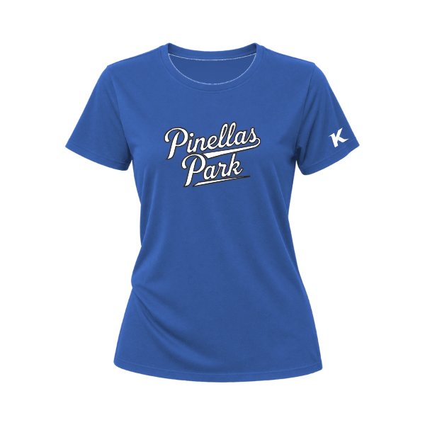Baseball Coach Pitch–Kampbell Women's Relaxed Jersey Tee – True Royal – front mockup