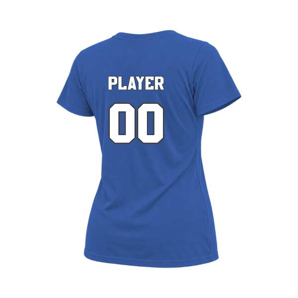 Baseball Coach Pitch–Kampbell Women's Relaxed Jersey Tee – True Royal – back mockup