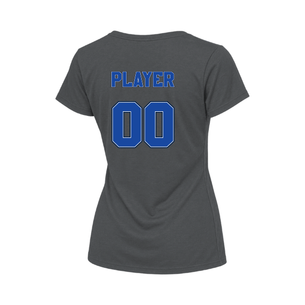 Baseball Coach Pitch–Kampbell Women's Relaxed Jersey V-Neck Tee – Asphalt – back mockup