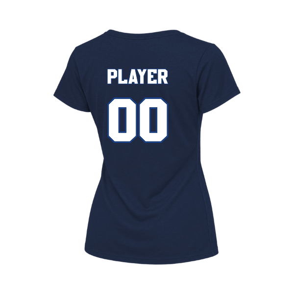 Baseball Coach Pitch–Kampbell Women's Relaxed Jersey V-Neck Tee – Navy – back mockup