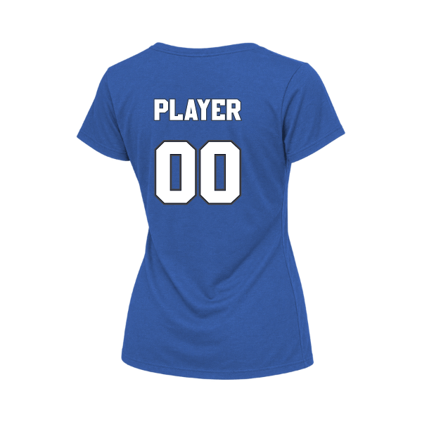 Baseball Coach Pitch–Kampbell Women's Relaxed Jersey V-Neck Tee – True Royal – back mockup