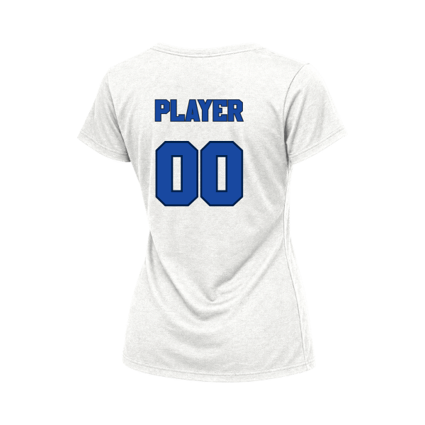 Baseball Coach Pitch–Kampbell Women's Relaxed Jersey V-Neck Tee – White – back mockup