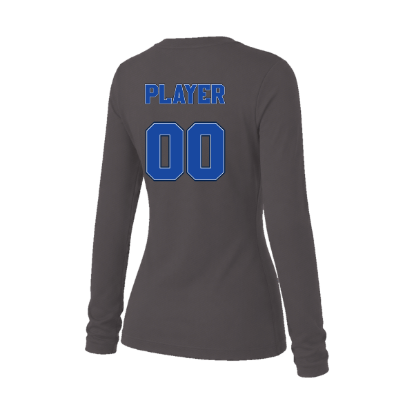 Baseball Coach Pitch–Kampbell Women's Jersey Long-Sleeve Tee – Dark Gray Heather – back mockup