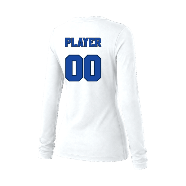 Baseball Coach Pitch–Kampbell Women's Jersey Long-Sleeve Tee – White – back mockup