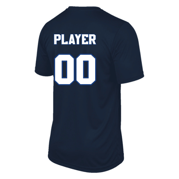 Baseball Coach Pitch–Kampbell Vision Performance Short-Sleeve Tee – Navy – back mockup