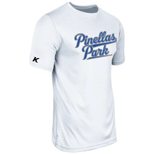 Baseball Coach Pitch–Kampbell Vision Performance Short-Sleeve Tee – White – front mockup