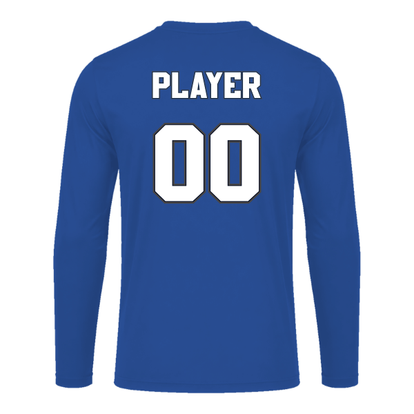 Baseball Coach Pitch–Kampbell Vision Performance Long-Sleeve Tee – Royal – back mockup