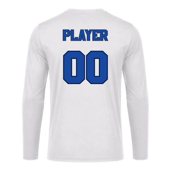 Baseball Coach Pitch–Kampbell Vision Performance Long-Sleeve Tee – White – back mockup
