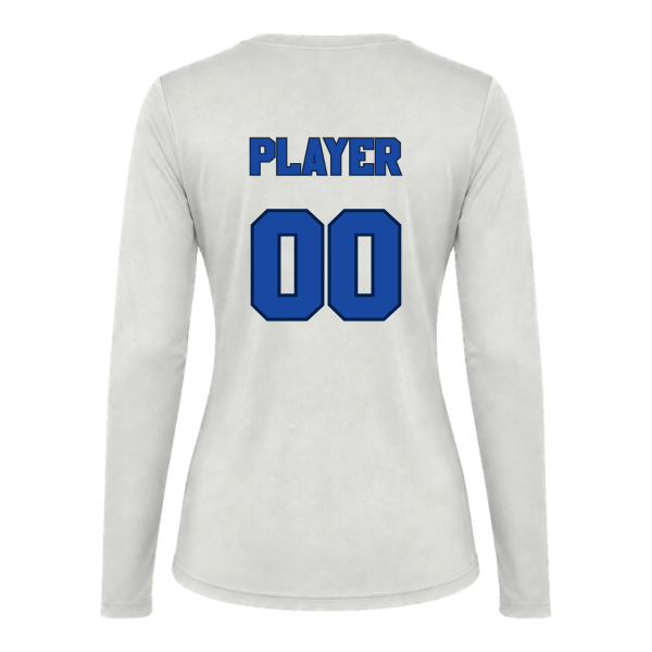 Baseball Coach Pitch–Kampbell Vision Women's Performance Long-Sleeve Tee – White – back mockup