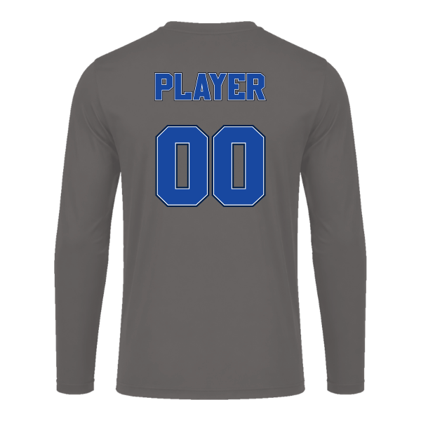 Baseball Coach Pitch–Kampbell Youth Vision Performance Long-Sleeve Tee – Charcoal – back mockup