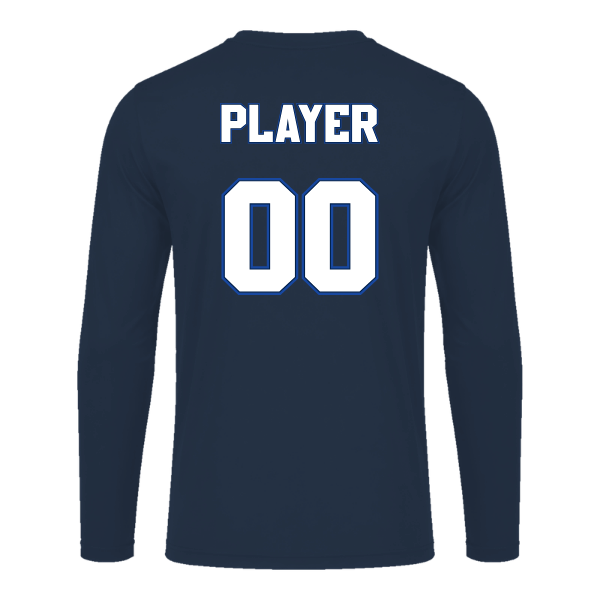 Baseball Coach Pitch–Kampbell Youth Vision Performance Long-Sleeve Tee – Navy – back mockup