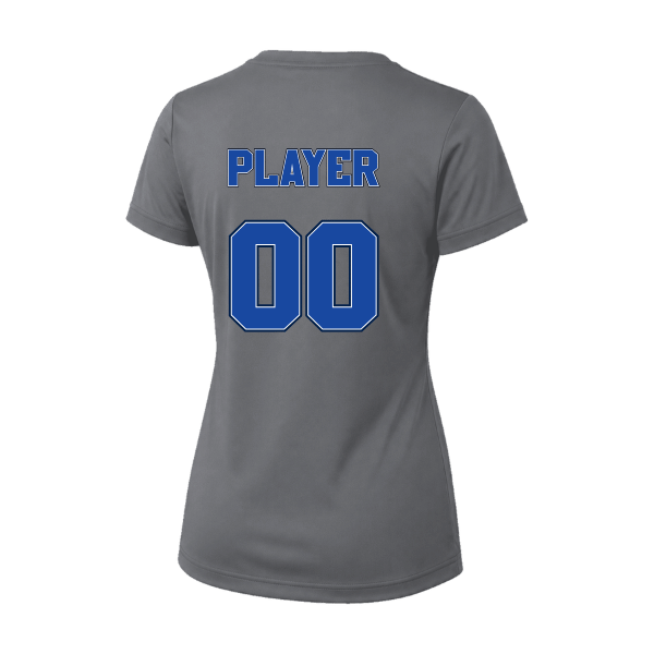 Baseball Coach Pitch–Kampbell Vision Women's Performance Short-Sleeve Tee – Charcoal – back mockup