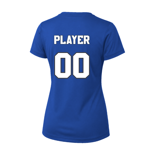 Baseball Coach Pitch–Kampbell Vision Women's Performance Short-Sleeve Tee – Royal – back mockup