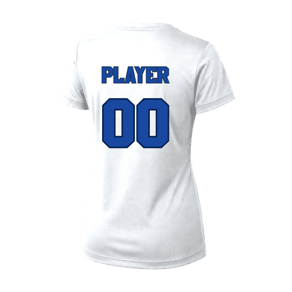 Baseball Coach Pitch–Kampbell Vision Women's Performance Short-Sleeve Tee – White – back mockup