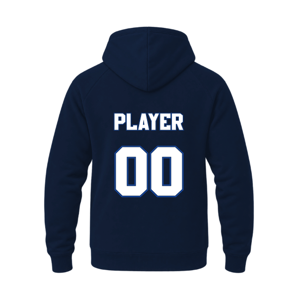 Baseball Coach Pitch–Kampbell Unisex Heavyweight Hooded Sweatshirt – Navy – back mockup