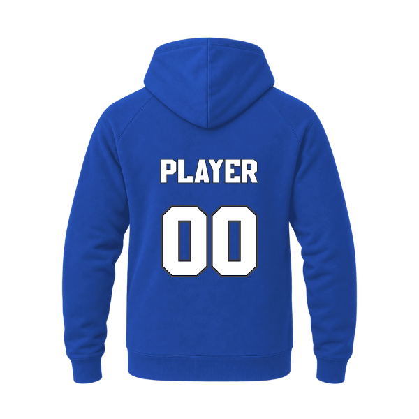 Baseball Coach Pitch–Kampbell Unisex Heavyweight Hooded Sweatshirt – Royal – back mockup