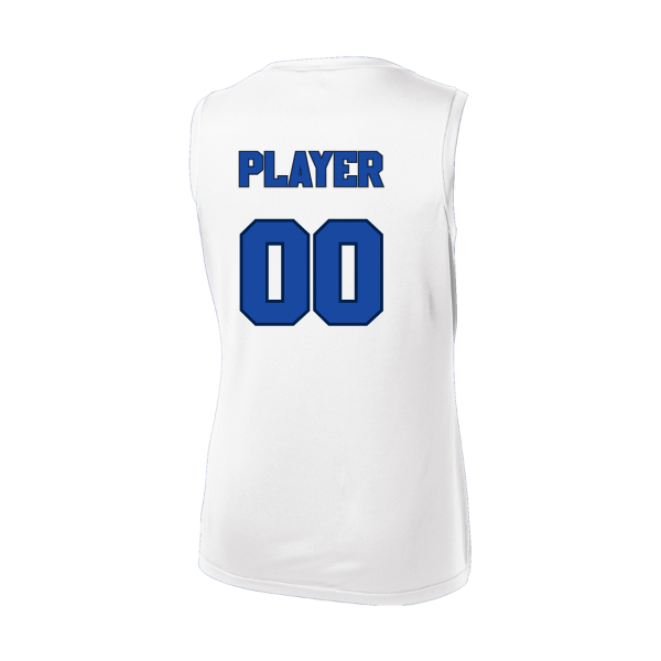 Baseball Coach Pitch–Kampbell Women's Sleeveless PosiCharge Competitor V-Neck Tee – White – back mockup