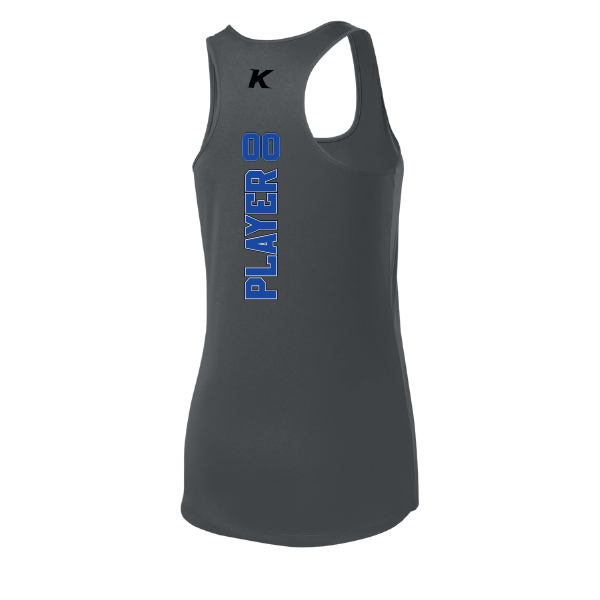 Baseball Coach Pitch–Kampbell Women's PosiCharge Competitor Racerback Tank – Iron Gray – back mockup