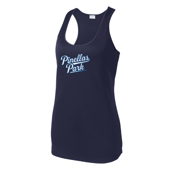 Baseball Coach Pitch–Kampbell Women's PosiCharge Competitor Racerback Tank – True Navy – front mockup