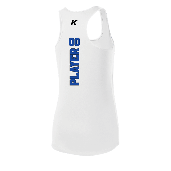 Baseball Coach Pitch–Kampbell Women's PosiCharge Competitor Racerback Tank – White – back mockup