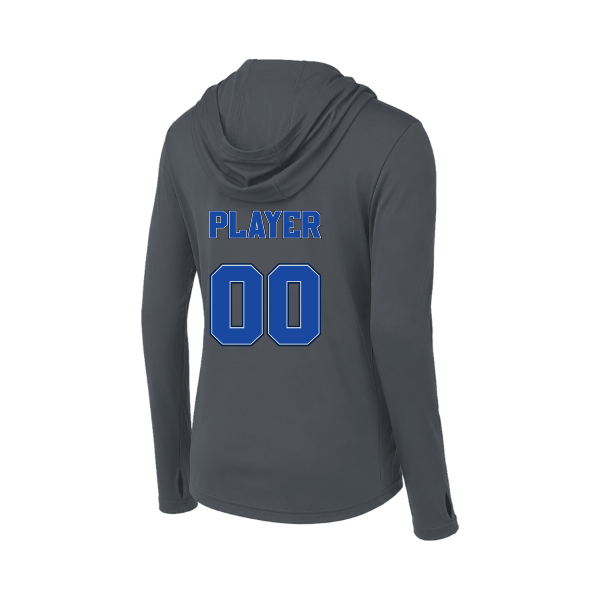 Baseball Coach Pitch–Kampbell Women's PosiCharge Competitor Hooded Pullover – Iron Gray – back mockup