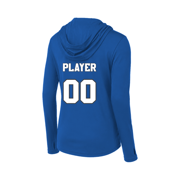 Baseball Coach Pitch–Kampbell Women's PosiCharge Competitor Hooded Pullover – True Royal – back mockup