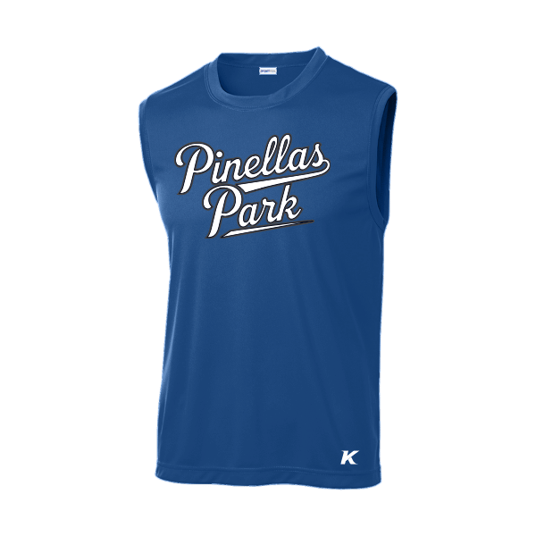 Baseball Coach Pitch–Kampbell Sleeveless PosiCharge Competitor Tee – Royal – front mockup