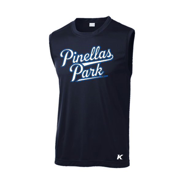 Baseball Coach Pitch–Kampbell Sleeveless PosiCharge Competitor Tee – True Navy – front mockup