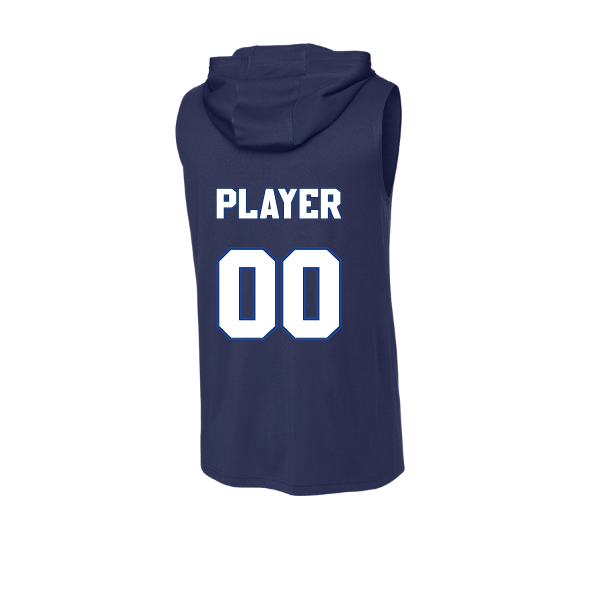 Baseball Coach Pitch–Kampbell PosiCharge Competitor Sleeveless Hoodie – True Navy – back mockup