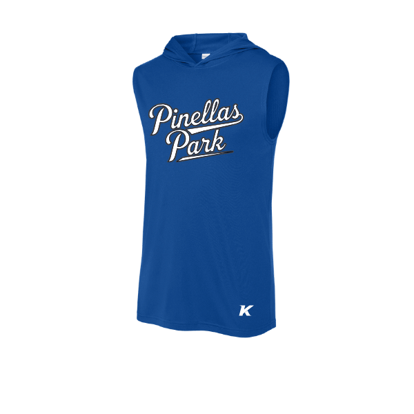 Baseball Coach Pitch–Kampbell PosiCharge Competitor Sleeveless Hoodie – True Royal – front mockup