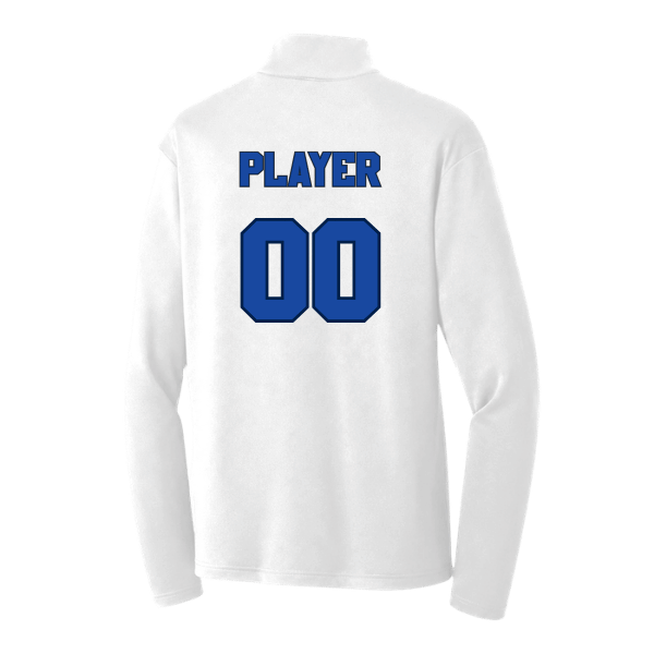 Baseball Coach Pitch–Kampbell PosiCharge Competitor 1/4-Zip Pullover – White – back mockup