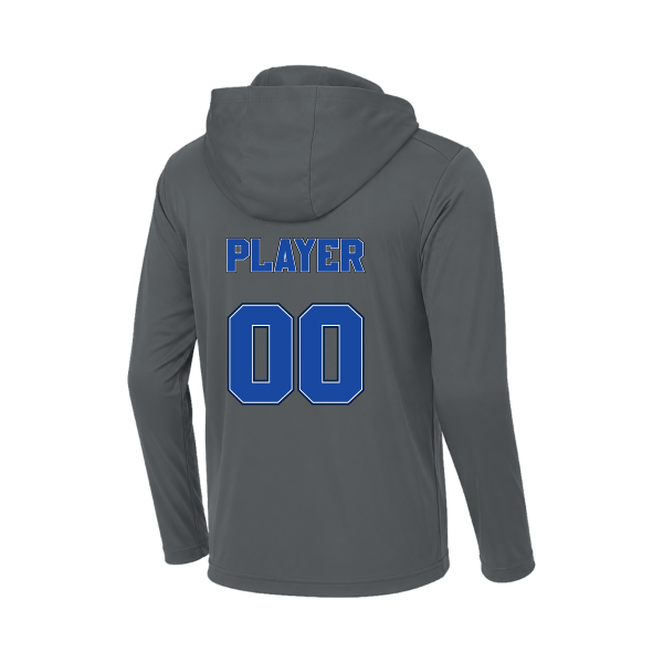 Baseball Coach Pitch–Kampbell Posi-UV Pro Long-Sleeve Hoodie – Dark Smoke Gray – back mockup