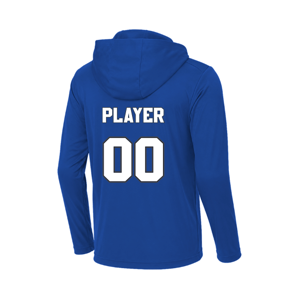 Baseball Coach Pitch–Kampbell Posi-UV Pro Long-Sleeve Hoodie – True Royal – back mockup