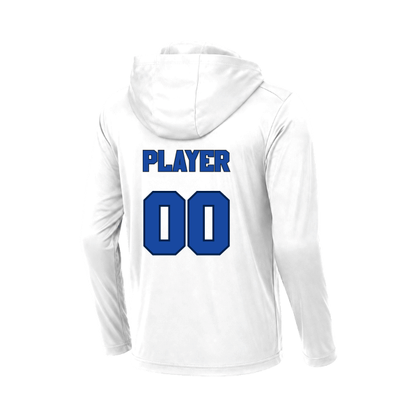 Baseball Coach Pitch–Kampbell Posi-UV Pro Long-Sleeve Hoodie – White – back mockup