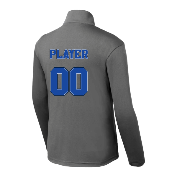 Baseball Coach Pitch–Kampbell Youth PosiCharge Competitor 1/4-Zip Pullover – Gray Concrete – back mockup