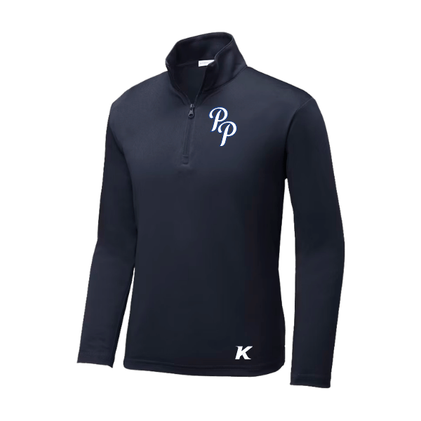 Baseball Coach Pitch–Kampbell Youth PosiCharge Competitor 1/4-Zip Pullover – True Navy – front mockup
