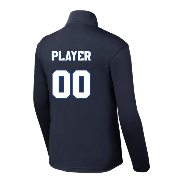 Baseball Coach Pitch–Kampbell Youth PosiCharge Competitor 1/4-Zip Pullover – True Navy – back mockup