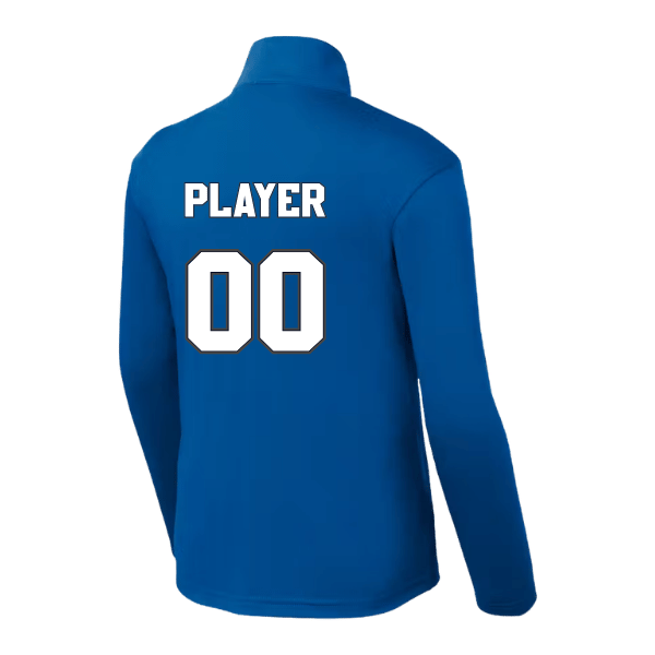 Baseball Coach Pitch–Kampbell Youth PosiCharge Competitor 1/4-Zip Pullover – True Royal – back mockup