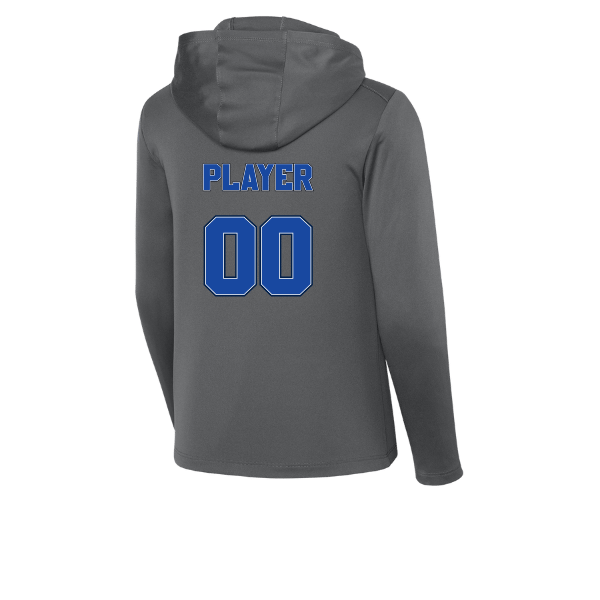Baseball Coach Pitch–Kampbell Youth Posi-UV Pro Long-Sleeve Hoodie – Dark Smoke Gray – back mockup