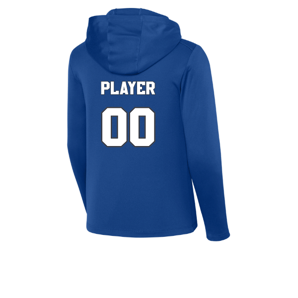 Baseball Coach Pitch–Kampbell Youth Posi-UV Pro Long-Sleeve Hoodie – True Royal – back mockup
