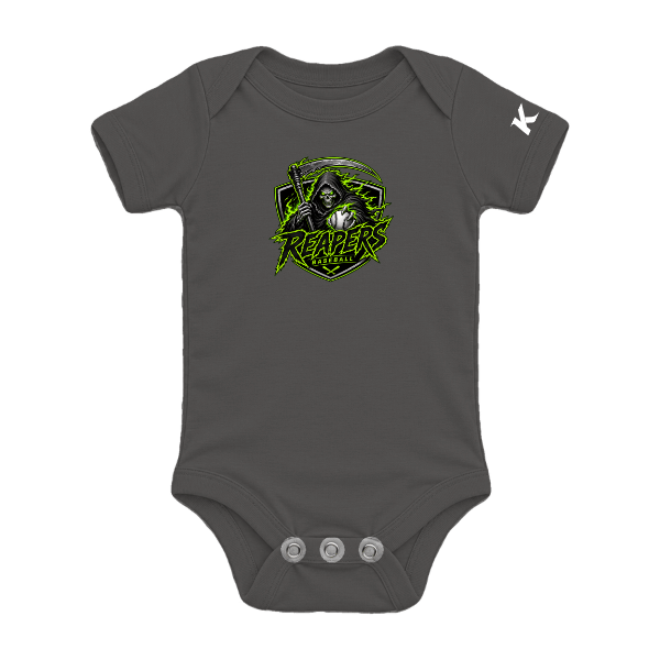 Baseball Coach Pitch–Minor Infant Jersey One Piece – Asphalt – front mockup