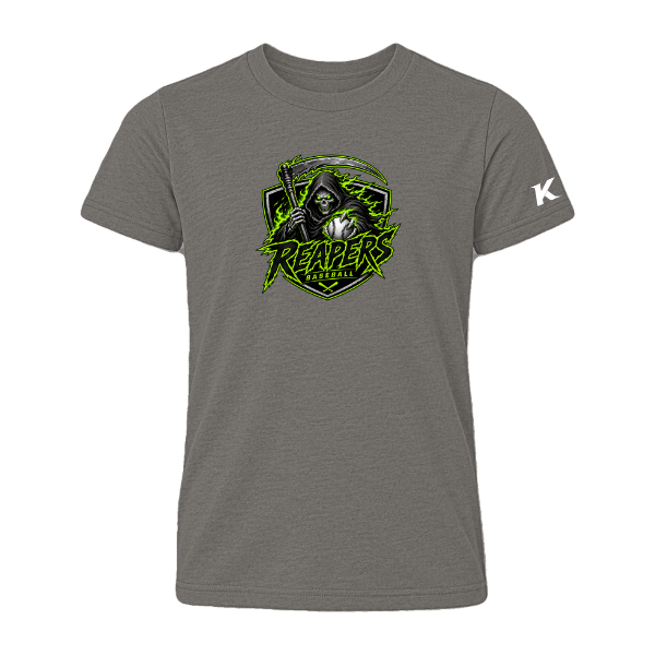 Baseball Coach Pitch–Minor Youth Heather CVC Short-Sleeve Tee – Deep Heather – front mockup